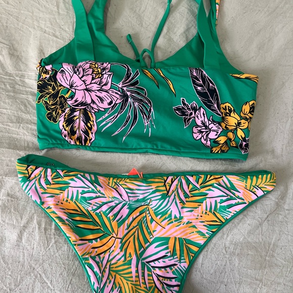 Maaji Tropical Leaf Print Bikini — Green, Pink & Yellow - Picture 2 of 14